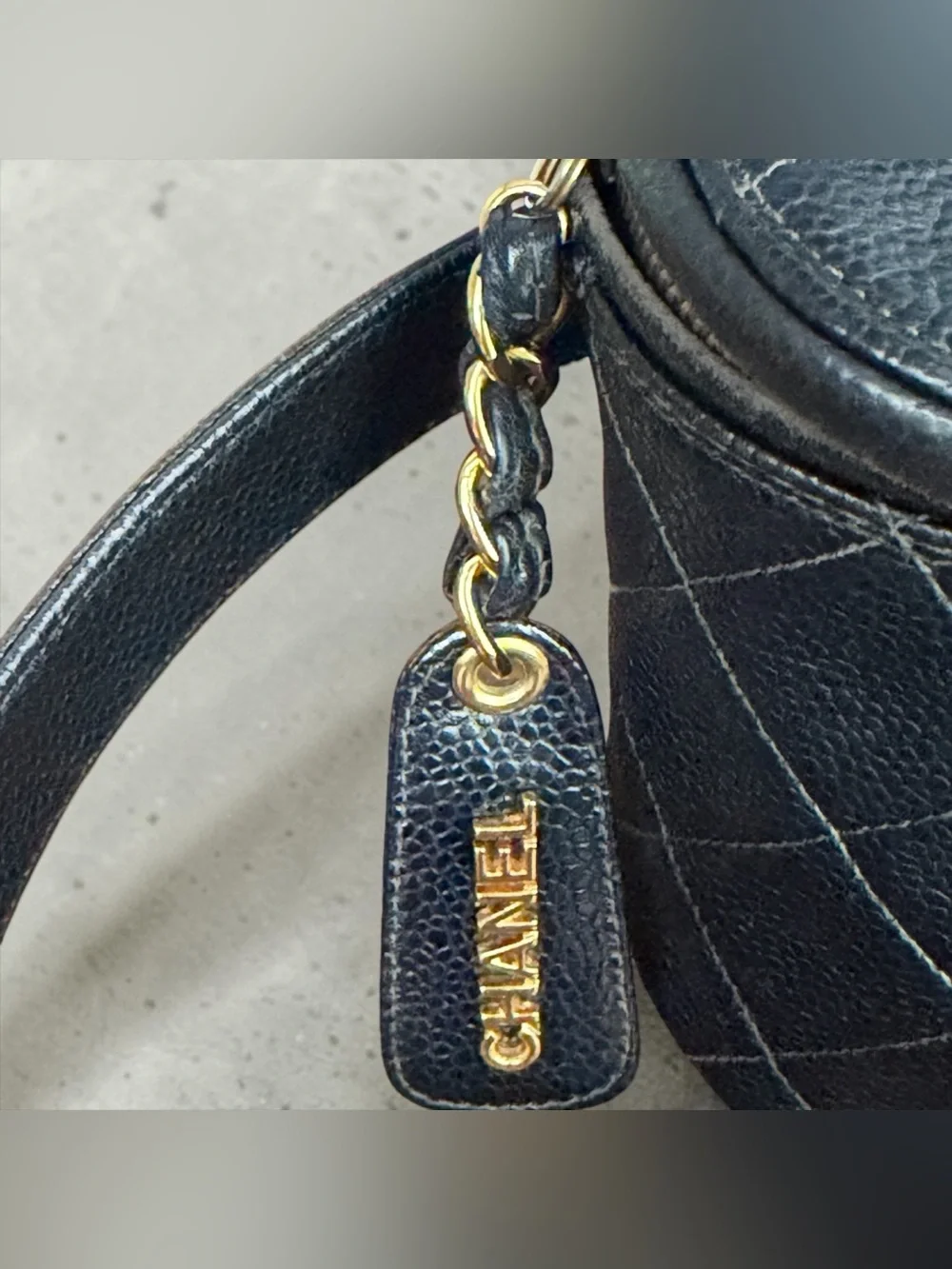 CHANEL Vintage Black Quilted Caviar Leather Waist Belt Bag | Gold Hardware